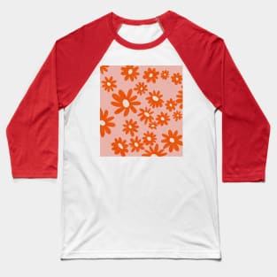 orange retro floral Baseball T-Shirt